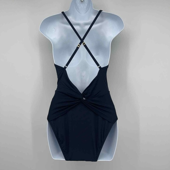 New Bleu Rod Beattie Black One Piece Swimsuit Womens 4 Halter Twisted Slimming - Picture 5 of 12